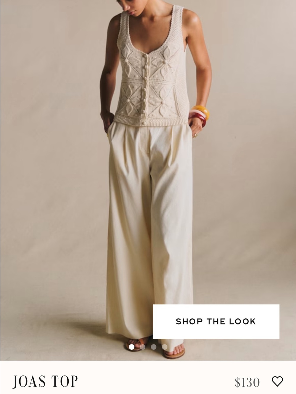 Sezane Joas knit top vest organic cotton cream S